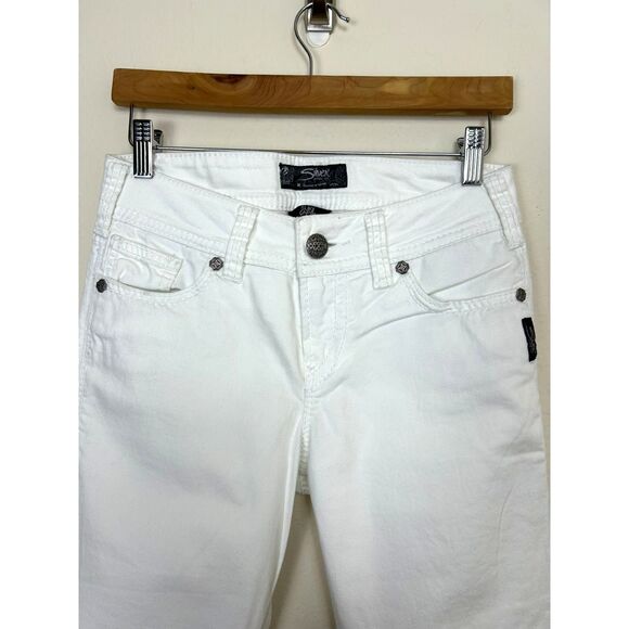 Silver Jeans Women's W26 White Denim Suki Capri Mid Rise - Picture 3 of 11